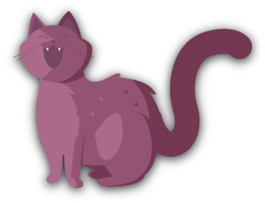 Illustration of a pink, happy cat